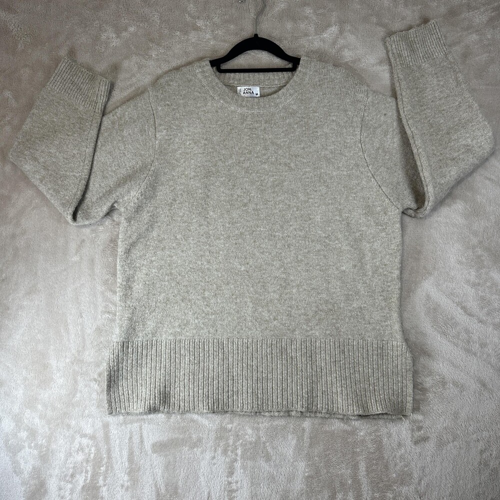 Jon & Anna Sweater Womens Medium Gray Long Ribbed Hem Knit Pullover Cozy